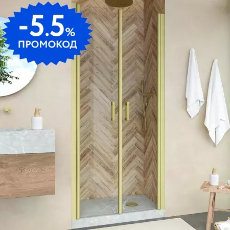

Душевая дверь «Vegas Glass» E2P Novo 85/200 прозрачная/брашированное золото универсальная