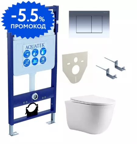 

Комплект инсталляция с унитазом, крышкой и кнопкой смыва «Aquatek» Set Aquatek Классик cm-010 4в1 (инсталляция/унитаз с сиденьем/крепеж/звукоизоляционная прокладка) безободковый белый