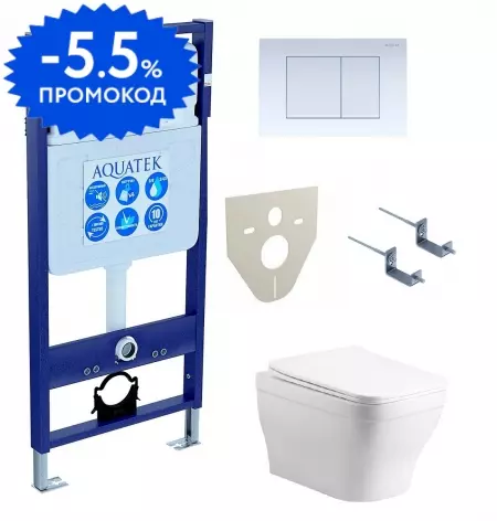 

Комплект инсталляция с унитазом, крышкой и кнопкой смыва «Aquatek» Set Aquatek Амадео cm-009 4в1 (инсталляция/унитаз с сиденьем/крепеж/звукоизоляционная прокладка) безободковый белый