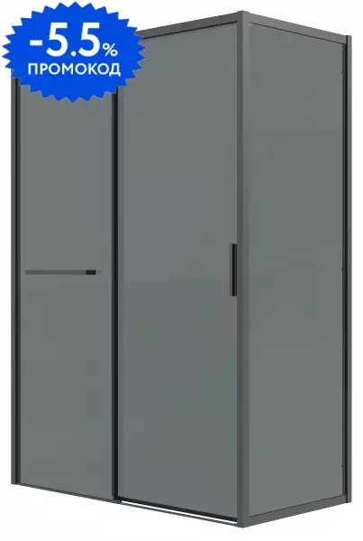 

Душевой угол-ограждение «Grossman» Style 120.K33.05.1380.21.10 130/80 тонированный/чёрный матовый без поддона универсальный