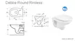 Подвесной унитаз безободковый «Roca» Debba Round Rimless 7346998000 (7801B2200B) белый с сиденьем дюропласт с микролифтом белое, изображение №4