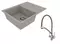 Мойка для кухни «Lemark» Imandra 640 и смеситель 9910021-LM3071C-Gray искусственный камень серый, фото №1