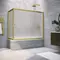 Шторка на ванну стеклянная «Vegas Glass» ZV+ZVF Novo 170/80 сатин/золото матовое универсальная, картинка №2