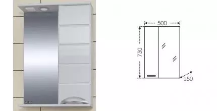 Зеркальный шкаф «СанТа» Родос 50 с подсветкой белый правый