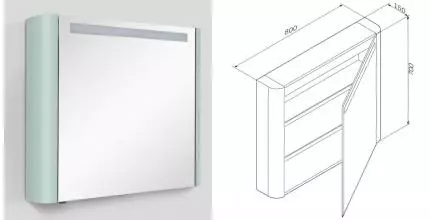 Зеркальный шкаф «Am.Pm» Sensation 80 с подсветкой мятный правый