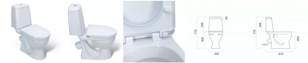 Унитаз компакт «Sanita» Идеал Комфорт белый с сиденьем дюропласт с микролифтом белое