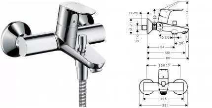 Смеситель для ванны «Hansgrohe» Focus E2 31940000 хром