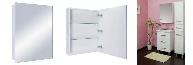Зеркальный шкаф «Sanflor» Анкона 60 без света белый правый