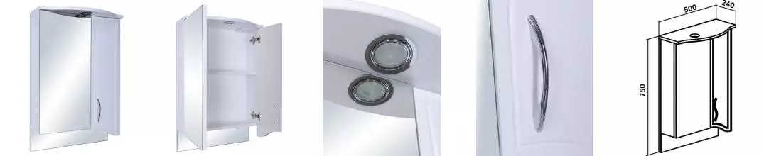 Зеркальный шкаф «Runo» Севилья 50 с подсветкой белый правый