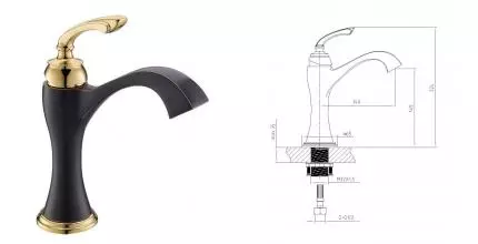 Смеситель для раковины «Timo» Unari 7501F чёрный антик/золото