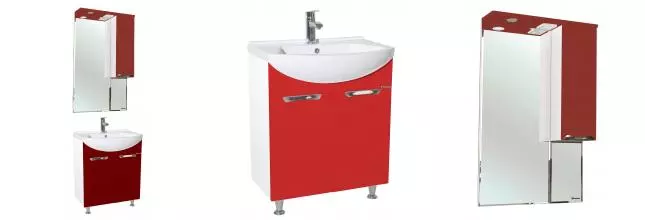 Мебель для ванной «Bellezza» Альфа 55 красная/белая