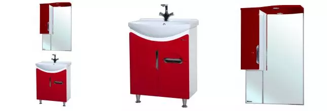 Мебель для ванной «Bellezza» Лагуна 65 с ящиком красная/белая