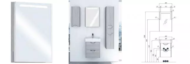 Зеркальный шкаф «Aquaton» Сильва 50 с подсветкой дуб фьорд левый