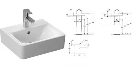 Раковина «Ideal Standard» Connect Cube 40/36 E803301 фарфоровая белая