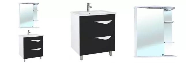 Мебель для ванной «Bellezza» Эйфория 60 чёрная/белая