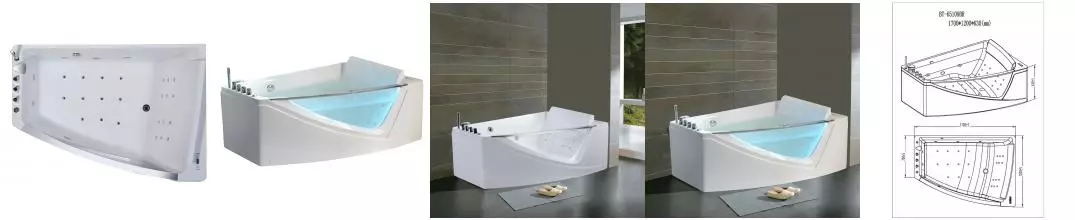 Гидромассажная ванна акриловая «Orans» OLS-BT65109 170/120 с каркасом с сифоном белая правая