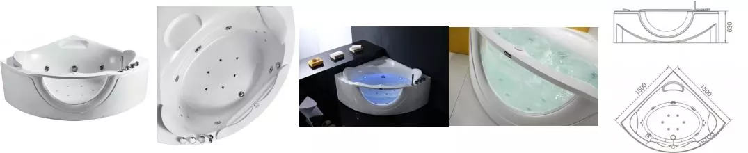 Гидромассажная ванна акриловая «Orans» BT-65103 150/150 с каркасом с сифоном белая