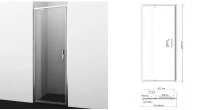 Душевая дверь «WasserKRAFT» Berkel 48P04 95/200 прозрачная/хром без поддона универсальная