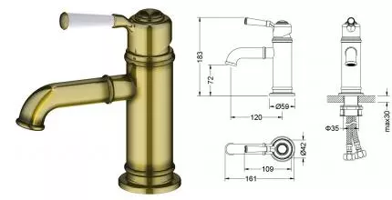 Смеситель для раковины «Timo» Arisa 5361/02F антик