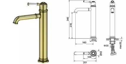 Смеситель для раковины «Timo» Arisa 5311/02F антик