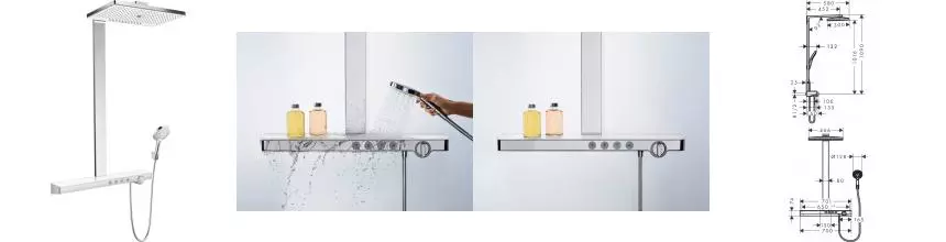 Душевая система «Hansgrohe» Rainmaker Select 27106400 с термостатом хром/белая