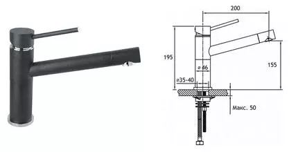 Смеситель для кухонной мойки «Timo» Saona 2303F антрацит