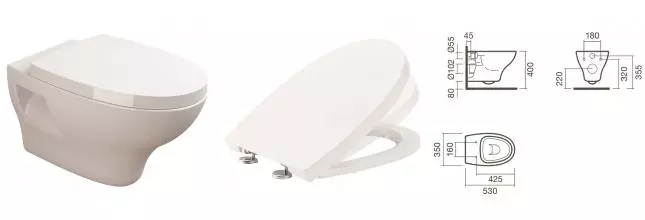 Подвесной унитаз «Sanitana» Pop белый с сиденьем термопласт с микролифтом белый
