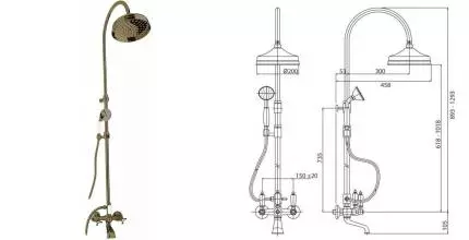 Душевая система «Cezares» GOLF-CVD-02-Bi бронза