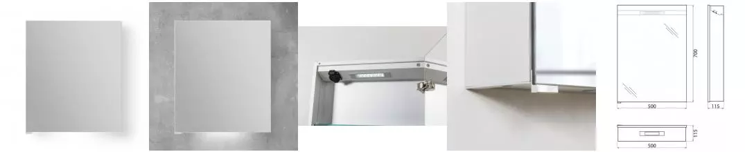 Зеркальный шкаф «Belbagno» SPC-1A-DL-BL-500 с подсветкой правый