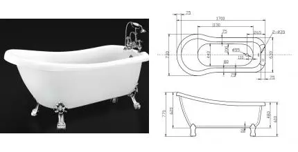 Ванна акриловая «Belbagno» BB20 170/73 без опор без сифона белая