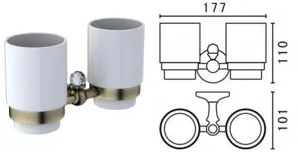 Двойной стакан для зубных щёток «Art&Max» Antic Crystal AM-E-2688SJ-Br на стену бронза/белый