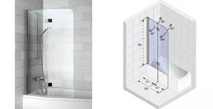 Шторка на ванну стеклянная «Riho» Novik Z500 Universal 100/150 прозрачная универсальная