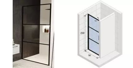 Душевая дверь «Riho» Grid GB101 90/200 прозрачная универсальная