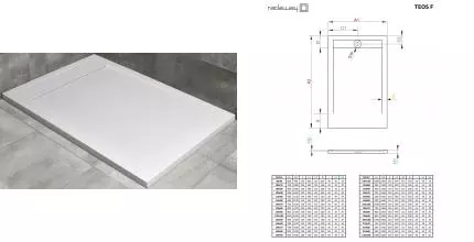 Душевой поддон «Radaway»  Teos F white 110/80 низкий из литьевого мрамора прямоугольный без сифона