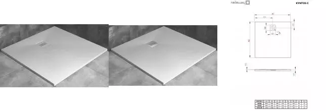 Душевой поддон «Radaway»  Kyntos C white 100/100 низкий из литьевого мрамора квадратный без сифона