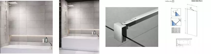 Шторка на ванну стеклянная «Radaway» Modo PNJ 70/150 прозрачная/хром универсальная