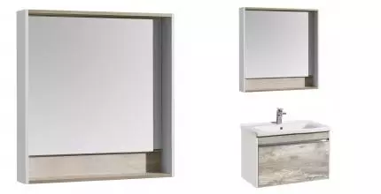 Зеркало «Aquaton» Капри 80 с подсветкой бетон пайн/белое