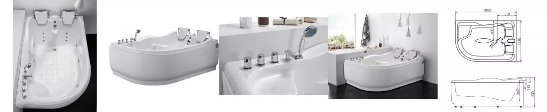 Гидромассажная ванна «Gemy» G9083 B 180/121 с каркасом с сифоном белая правая