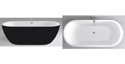 Ванна акриловая «Black & White» SB105 170/80 с сифоном чёрная