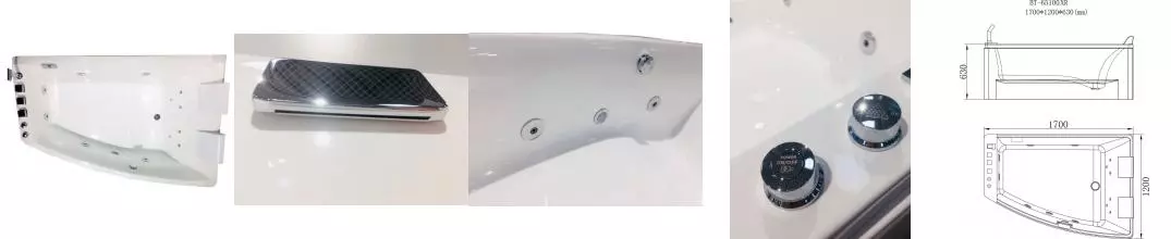 Гидромассажная ванна акриловая «Orans» BT-65100 X 170/120 с каркасом с сифоном белая правая