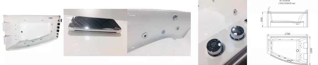 Гидромассажная ванна акриловая «Orans» BT-65100 X 170/120 с каркасом с сифоном белая левая