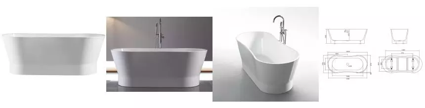 Ванна акриловая «Belbagno» BB406 165/73 с ножками с сифоном белая