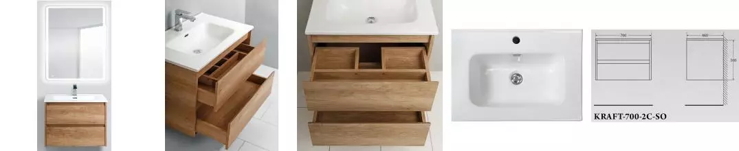 Мебель для ванной подвесная «Belbagno» Kraft 70 Rovere Nebrasca Nature