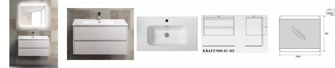 Мебель для ванной подвесная «Belbagno» Kraft 90 Bianco Opaco
