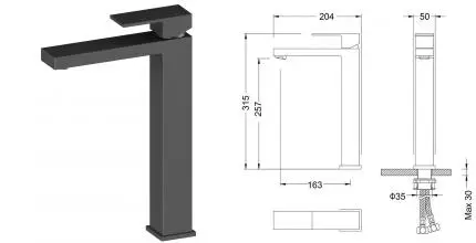 Смеситель для раковины «Timo» Selene 3061/03F чёрный