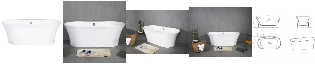 Ванна акриловая «Belbagno» BB201 150/80 с ножками с сифоном белая
