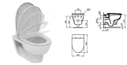 Подвесной унитаз безободковый «Ideal Standard» Esedra T365701 белый с сиденьем дюропласт с микролифтом белое