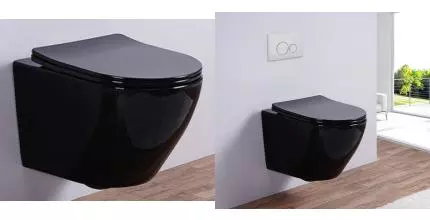 Подвесной унитаз безободковый «Esbano» Azalea чёрный с сиденьем с микролифтом чёрное