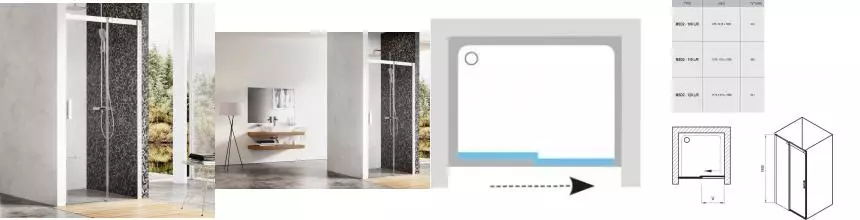 Душевая дверь «Ravak» Matrix MSD2 120/195 Transparent/белая правая