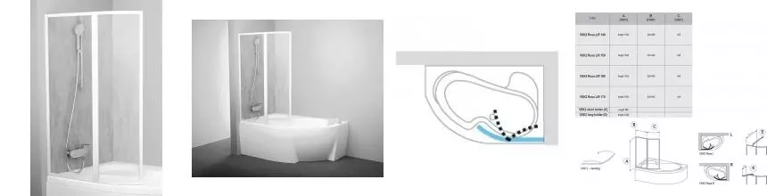 Шторка на ванну пластиковая «Ravak» VSK2 Rosa 170 Rain/белая левая
